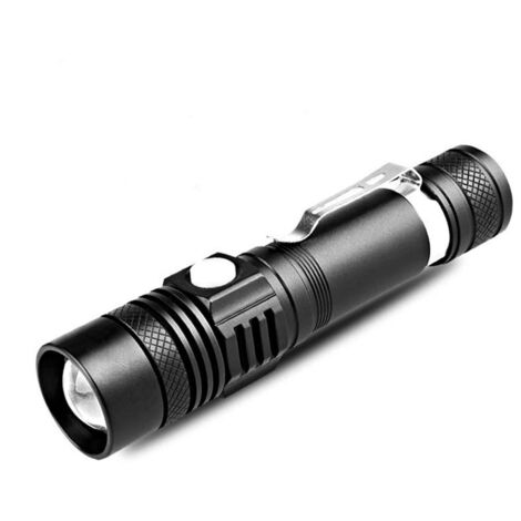 Lampe Torche LED Rechargeable USB,3 Modes Eclairage, Lampe de Poche Zoomable pour Ménage, Le Camping, La Randonnée, D'urgence (1/5)