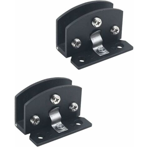 2pcs de charnières de porte en verre vitrine armoire à vin clip charnière de porte(adapté pour le verre de 5-8 mm d'épaisseur-Noir), charnière de porte pièces de rechange -noir - Argent (1/5)
