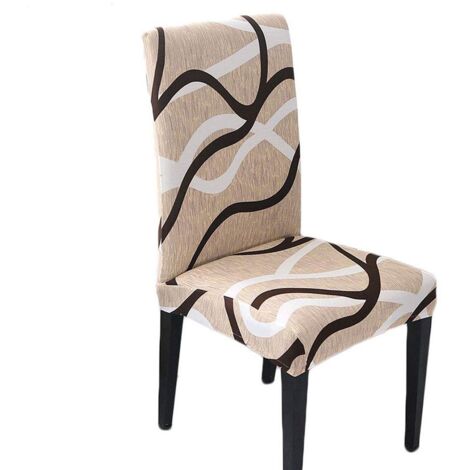 Housse de Chaise Salle à Manger Extensible pour Un Ajustement Universel Lycra étirable Durable pour Banquet Hôtel Décor de Restaurant (Blanc/Motif de Ligne, 6 pièces) (1/5)
