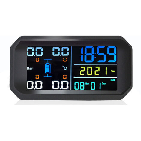 Système de surveillance de la pression des pneus sans fil Moniteur de pression des pneus externe pour écran coloré de voitures - Le noir (1/4)