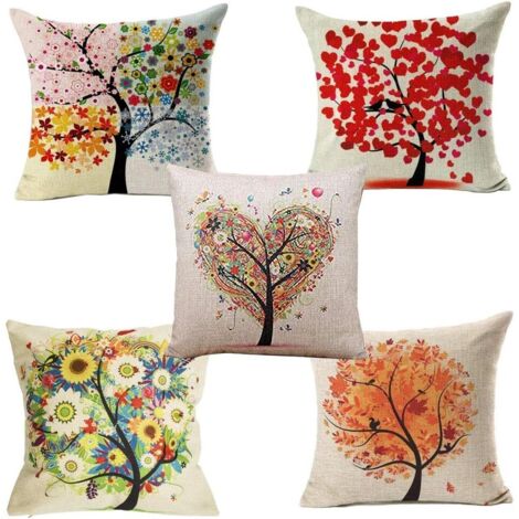 5 Pcs (45x 45cm) Taie d'oreiller Canapé Doux Coton Linge Housse de Coussin De Voiture -Maison- Lit Décor -Housse de Coussin Decoratif pour Canapé Multi-coloré (1/5)