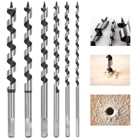 Holzbearbeitungs-Spiral-Bits, 6er-Pack Sechskant-Holzbearbeitungs-Bit-Set Kohlenstoffstahl-Spirallochmesser-Holzbearbeitungswerkzeug-Set, Werkzeuge 6 mm, 8 mm, 10 mm, 12 mm, 14 mm, 16 mm Durchmesser (1/5)