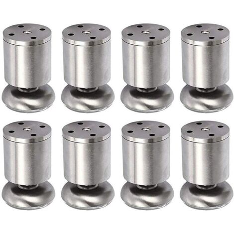 8 pcs Pieds de Meuble en Acier Inoxydable réglables en Hauteur, Pieds de Table, 50 x 80 mm, tapis en caoutchouc, sûr et silencieux (1/4)