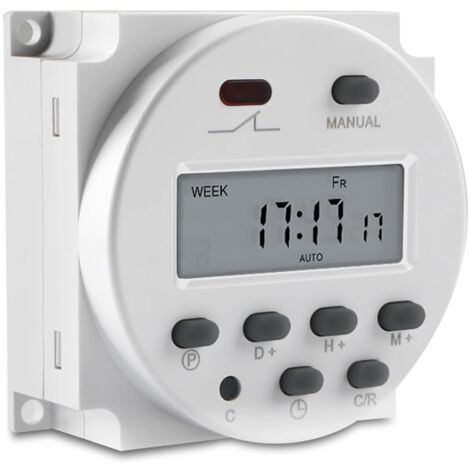 Minuterie LCD numérique, programmable, CN101A DC 12V, affichage LCD, contrôle de relais de minuterie de cycle d'alimentation LCD numérique, avec couvercle étanche blanc