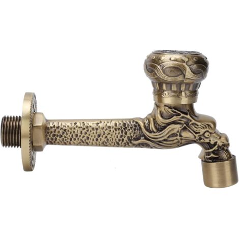 Robinet Sculpté Antique à Poignée Unique en Laiton Massif Robinet à Double Usage Robinet d'Eau Mural Vintage pour Machine à Laver (1/5)