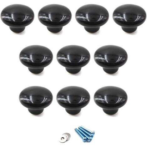 Boutons et poignées de meubles,Noir Poignées et Boutons de tiroir Plastiquee poignée de Meuble Porte Bouton pour la Chambre des Enfants Pack de 10 (Vient avec des vis) (1/4)