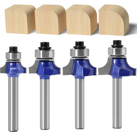 Lot de 4 fraises à défoncer rondes avec tige de 6 mm (1/5)