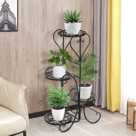 Etagère support de fleurs métal noir L.46 x l.26 x H.81 cm (1/5)