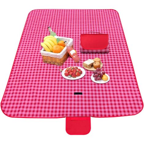 Énorme mais pliable. Notre tapis de pique-nique peut sétirer jusquà 200 cm x 146 cm, assez grand pour votre famille(rouge) (1/5)