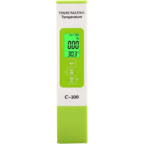 C-100 5 en 1 salinité TDS EC testeur d'eau salée testeur multifonctionnel de qualité de l'eau avec rétro-éclairage (1/5)