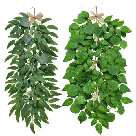 Plante artificielle d'eucalyptus, rotin en osier chiffré, décoration suspendue pour maison, hôtel, jardin, salon, automne, (1/5)
