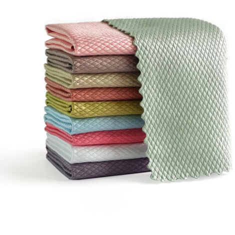 Lot de 10 chiffons de nettoyage en microfibre multi-usages pour cuisine, voiture, salle de bain, bureau à domicile, multicolore 30 x 40 cm (1/5)