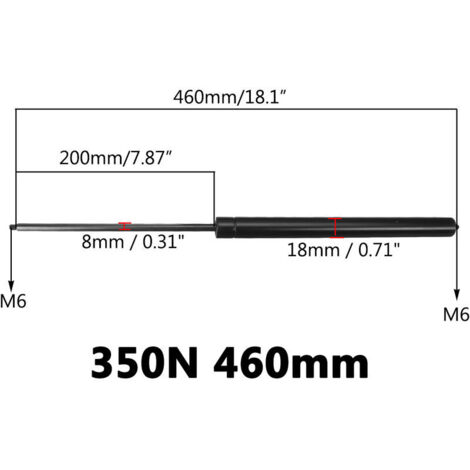 1 pièces 350N 460mm Amortisseur à ressort de support de levage de vérins à gaz de voiture pour modèle de voiture universel (1/5)