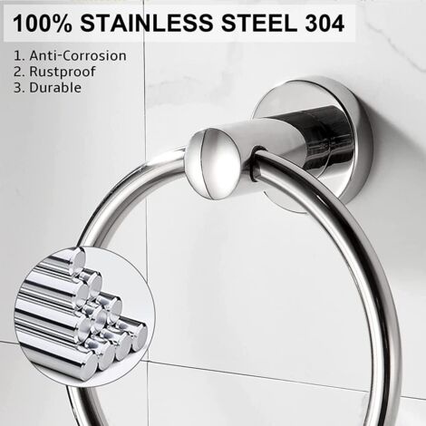 Porte-serviettes anneau inox brossé, GoodHome Amantea
