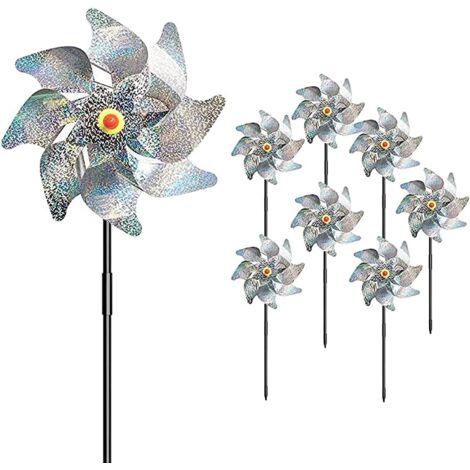 Effaroucheur Oiseaux élement décoratif de jardin,8 Pièces Anti-Oiseaux Moulin à Vent,pour Protéger Le Jardin, Verger et Cour Intérieure