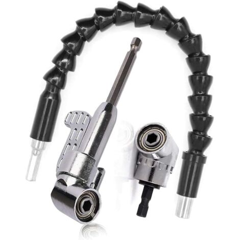 Foret à angle droit et kit d'extension d'angle flexible, Renvoi d'Angle Visseuse Coudée à Angle Droit 105 Degrés Tige Hexagonale 1/4" pour Perceuse (1/5)