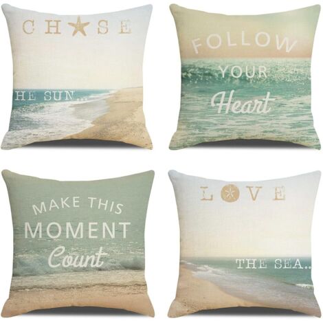 Lot de 4 taies d'oreiller décoratives 45 x cm, taies d'oreiller en lin polyester taie d'oreiller décorative housse de coussin taie d'oreiller (1/5)