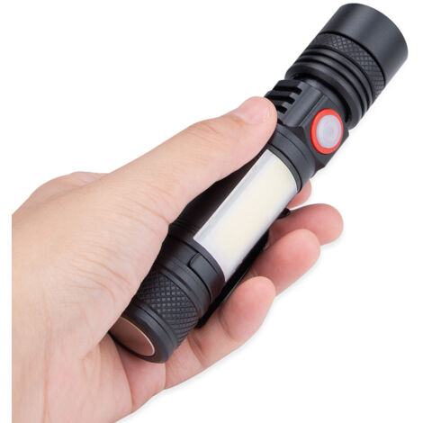 Torche LED Torche USB Rechargeable Puissante Militaire COB Lumière Portable Zoom Torche pour Voiture Garage Atelier Camping DIY (Batterie Non Incluse) (1/5)