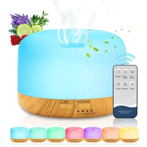 Diffuseur D'arômes 450ML, Diffuseur d'Huiles Essentielles Humidificateur Ultrasonique avec 7 Couleurs LED