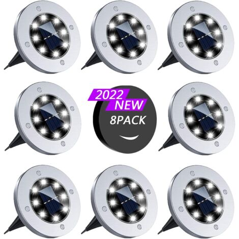 Lampe Solaire Extérieur,8 Pièces Lampe Solaire au Sol Lumière Extérieure étanche  à Encastrer 8LEDS (Blanc froid) (1/5)