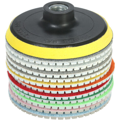 11 pièces 4 pouces diamant tampons de polissage humide disque de meulage + 1 pc support pour granit marbre pierre céramique carrelage béton (1/5)