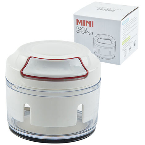 Mini hachoir à légumes manuel avec 2 lames incurvées en acier inoxydable, hachoir à ail, blanc (1/5)