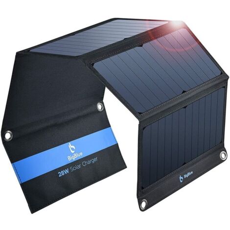 [Mise à niveau] Chargeur solaire 3 USB-A 28 W (5 V/4,8 A max), chargeur de panneau solaire portable Sunpower pour camping étanche Samsung Galaxy LG etc...