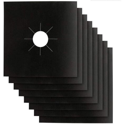 8pcs protecteur de cuisinière à gaz noir réutilisable, antiadhésif, doublure à nettoyage rapide (1/5)