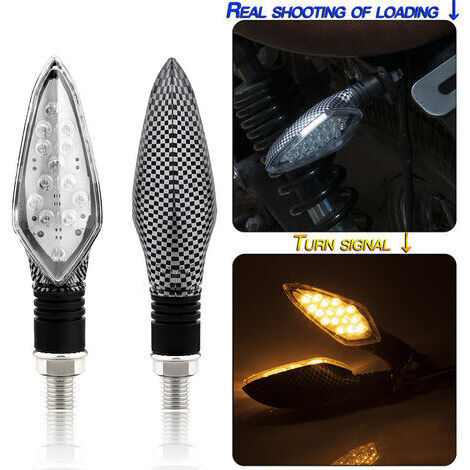 Moto LED Clignotants Clignotants Avant Arrière Indicateurs pour Moto Universal Running Light, 16LEDs, 2pcs - Serpent et Noir (1/5)