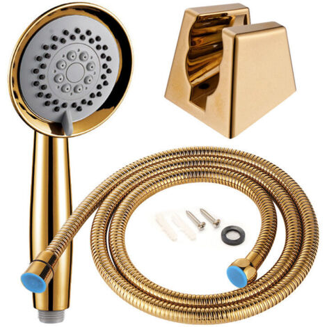 Pomme de douche simple en plastique doré - Économie d'eau - Style européen - Avec pommeau de douche doré (1/2)