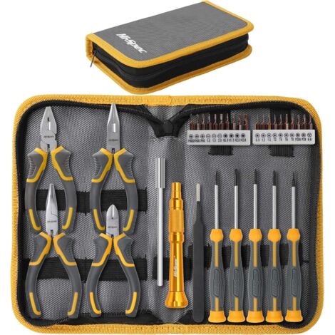 Kit de Tournevis et Pinces, Kit de Tournevis de Precision pour Reparation et Ouverture d'Objets Electroniques Fournis avec 4 Pinces, Trousse Contenant 32 Tournevis (1/5)