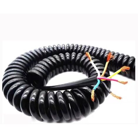 Cordon d'alimentation extensible enroulé à ressort rétractable à 6 brins, cordon d'alimentation noir, 3 m (1/5)