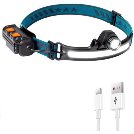 Lampe Frontale LED Rechargeable, 2000mAh 500 Lumens Éclairage à 270° 6 Modes USB-C IPX4 Étanche COB XPG (1/5)
