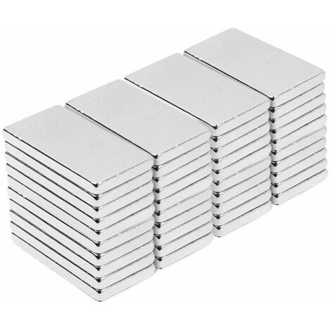 Aimants De Terre Rare,Super Rectangle Aimants En Néodyme Rectangulaires, Réfrigérateur, Diy, Cuisine, Sous-Sol Bâtiment- 20X10X2 Mm (40Pcs)
