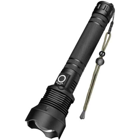 Lampe Torche Led,90000 Lumens Lampe De Poche Xhp70 Ultra Puissante Ajustable Zoomable Étanche Torche,Lampe Torche Rechargeable Usb,Contient 218650 Batteries Haute Capacité Rechargeables (1/5)