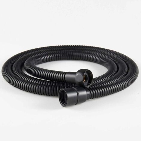 Tuyau de douche flexible en acier inoxydable 1 pièce 1,5 m, raccords en laiton, tuyau de pommeau de douche anti-torsion, tuyau de douche flexible - noir (1/5)