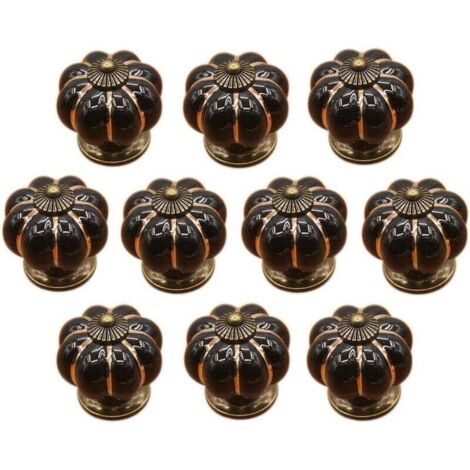 10 Pcs Boutons de tiroir en céramique bouton de meuble pour tiroirs et placards de cuisine (Noir) (1/5)