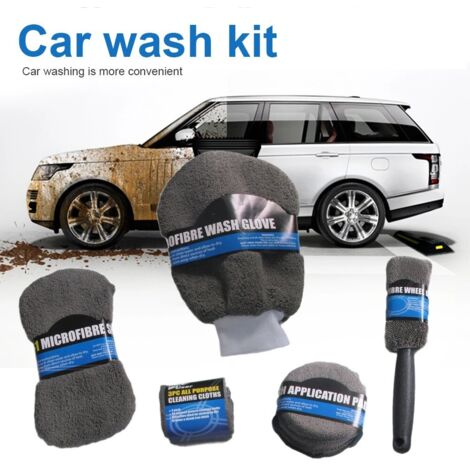 Kit de nettoyage de voiture, 9 pièces, soins automobiles, comprenant  serviettes en microfibre  tampons applicateurs (1/5)