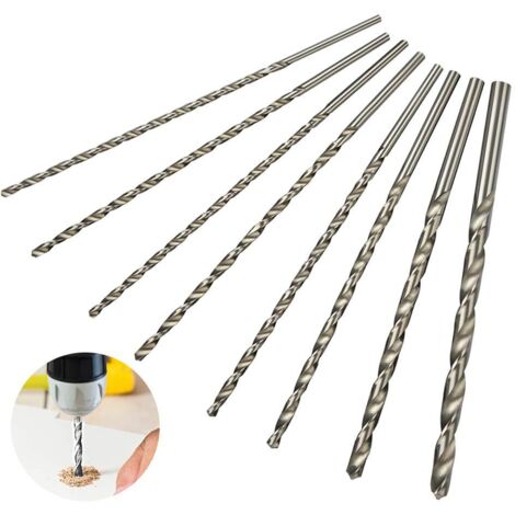 Jeu de forets extra longs 8cps 200 mm, diamètre 4 mm, 4,2 mm, 4,5 mm, 5 mm, 5,2 mm, 6 mm, 8 mm, 10 mm (1/5)