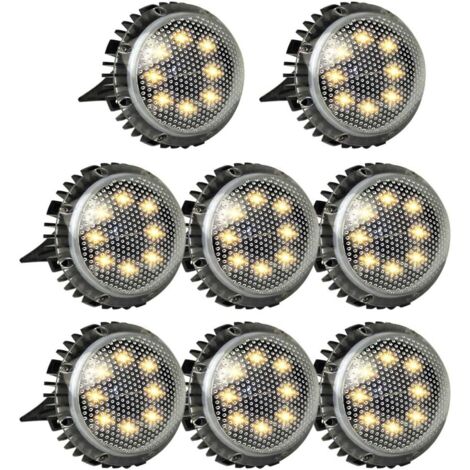 8PCS Lampe Solaire Extérieur Jardin 12x12x7cm Grand Taille Étanche IP67 Luminaire Solaire Extérieur pour Pelouse Étapes Cour Chemin (Lumière chaude) (1/5)