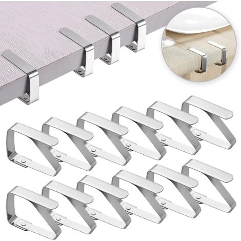 Pince Nappe Clips Inoxydable, 12 Pcs Réglables Pinces de Couverture de Table, Nappe Clips Anti-Glissant (1/5)