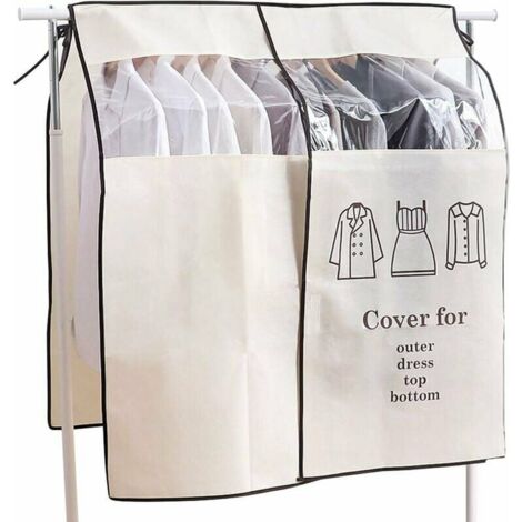 Housse Protège Housses de Vêtements 90 × 110cm Housse de Anti-Poussière Protection Portant Universelle Garment Covers (Beige) (1/5)