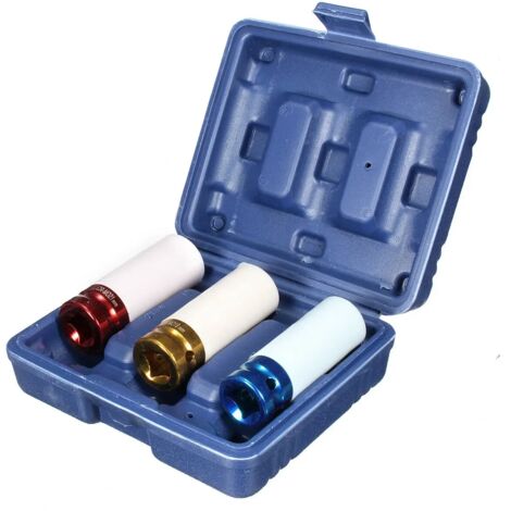 3 pcs CR-MO 1/2 "17mm 19mm 21mm Alliage Écrou Impact Roue Socket Set Mur Socle Impact Profond (1/3)