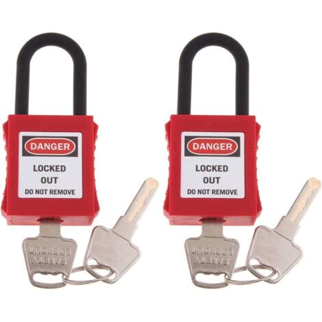 Lot de 2 cadenas de sécurité rouges en plastique d'ingénierie avec étiquette d'isolation énergétique (1/5)