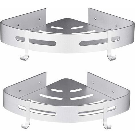Répulsif pour insectes et animaux Etagère Douche d'angle sans Perçage Rangement Salle de Bain Douche Lot de 2 Argent avec Crochets (1/5)