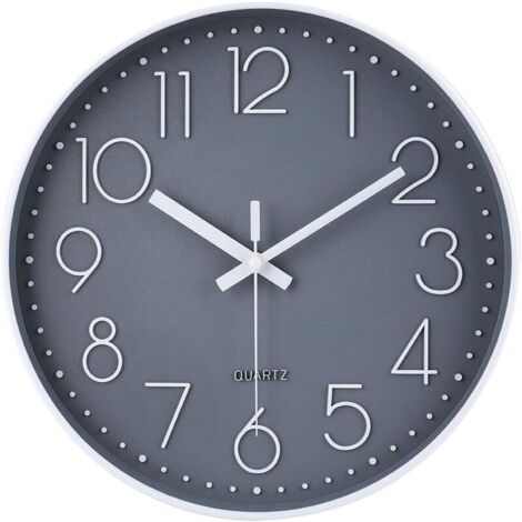 Horloge Horloge murale ronde silencieuse à piles 30 cm Gris - Gris (1/5)