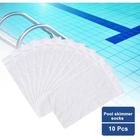 Filtre de Stockage pour Piscine avec Chaussette en Nylon, Panier à , 10Pièces Écumoire Blanc (1/5)
