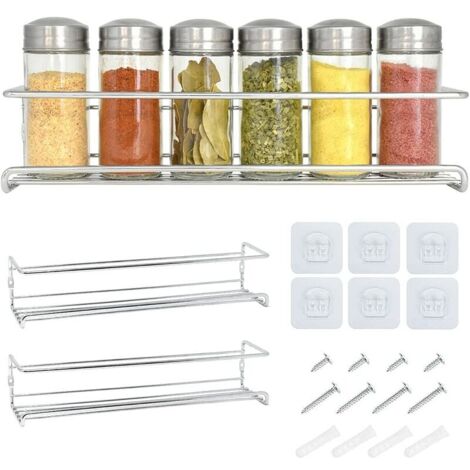 Etagere a Epices Murale Metal 2 Pcs Etagere Cuisine - Porte Epices Cuisine facile à installer etagere murale cuisine