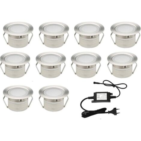 10x Lampe de Spot A LED pour Terrasse Enterré Plafonnier DC12V 1W IP67 Ø32mm Lampe Extérieur Déco Pour Chemin Escalier Piscine Lampe blanc chaud (1/4)
