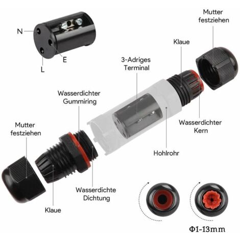 ORNO AE-13604 Connecteur Étanche IP68 Droit M25 – 5x6mm² 450V/30A – Pour Installations Extérieures Et Piscines